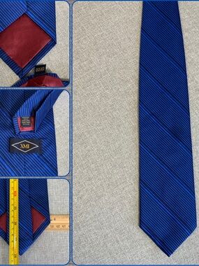 XMI Royal Blue English Silk Tie Hand Made USA Textured Wide Tie